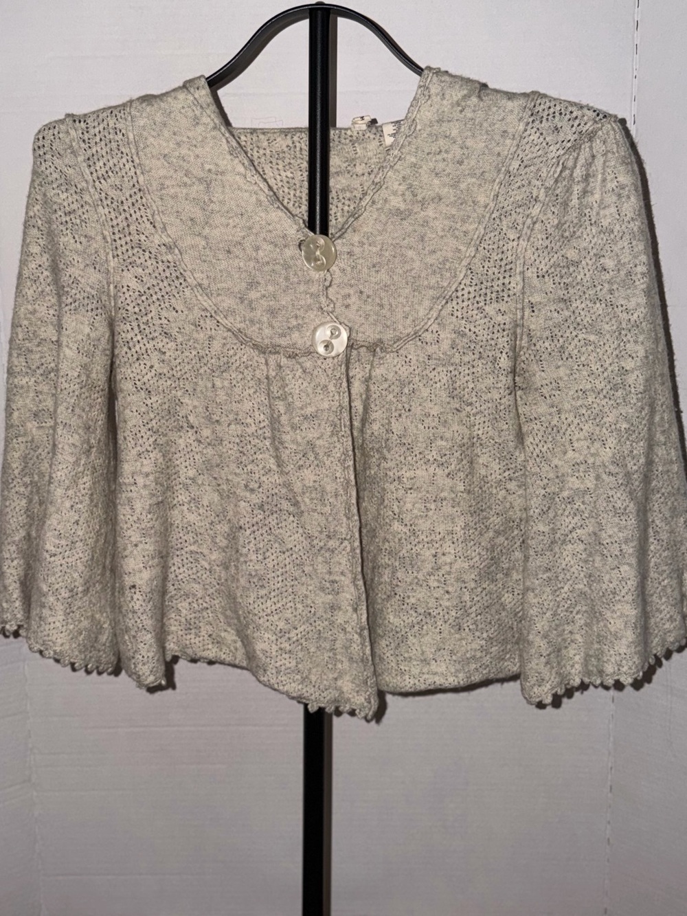 Moth Cream Knit Button-Front Cape Cardigan